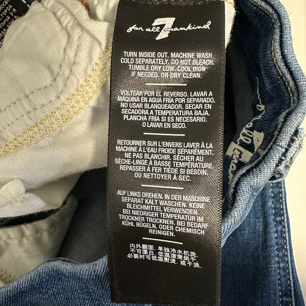 Women's 7 For All Mankind Blue Gold Stitch A Pocket Flare Jeans Size 26 - Picture 16 of 16